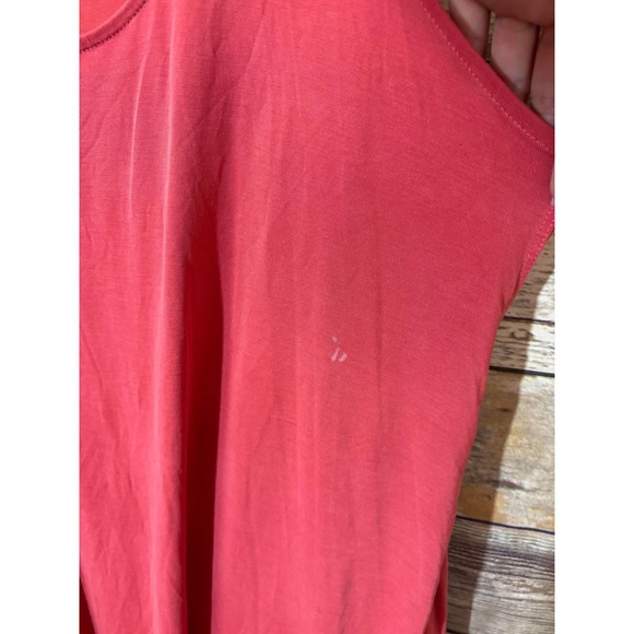 Lucky Brand Coral Pink Midi Tank Dress Flowy‎ Front Tie Round Hem L Large Jersey - Picture 6 of 6